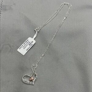 Elegant Heart Pendant Necklace in Silver and Rose Gold